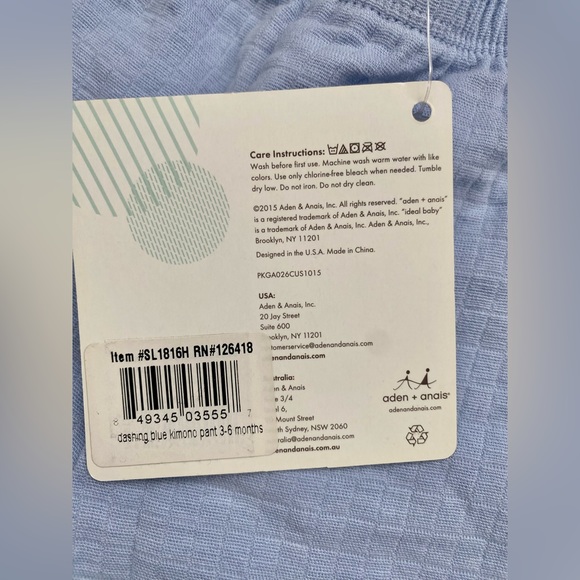 Aden by aden + anais muslin baby pants Size 3-6 months NWT - Picture 4 of 4